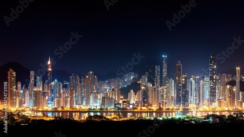 Wallpaper Mural City Skyline At Night With Illuminated Buildings Torontodigital.ca