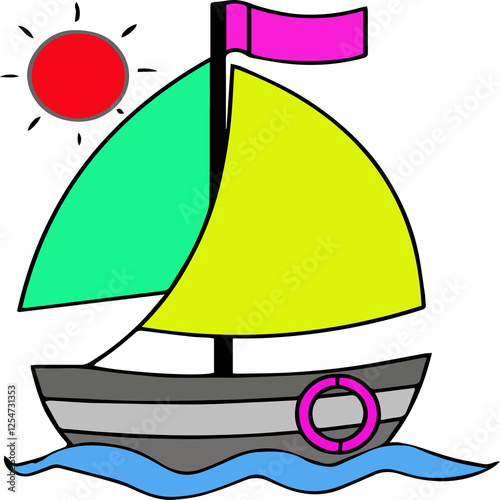 boat art with colorful design
