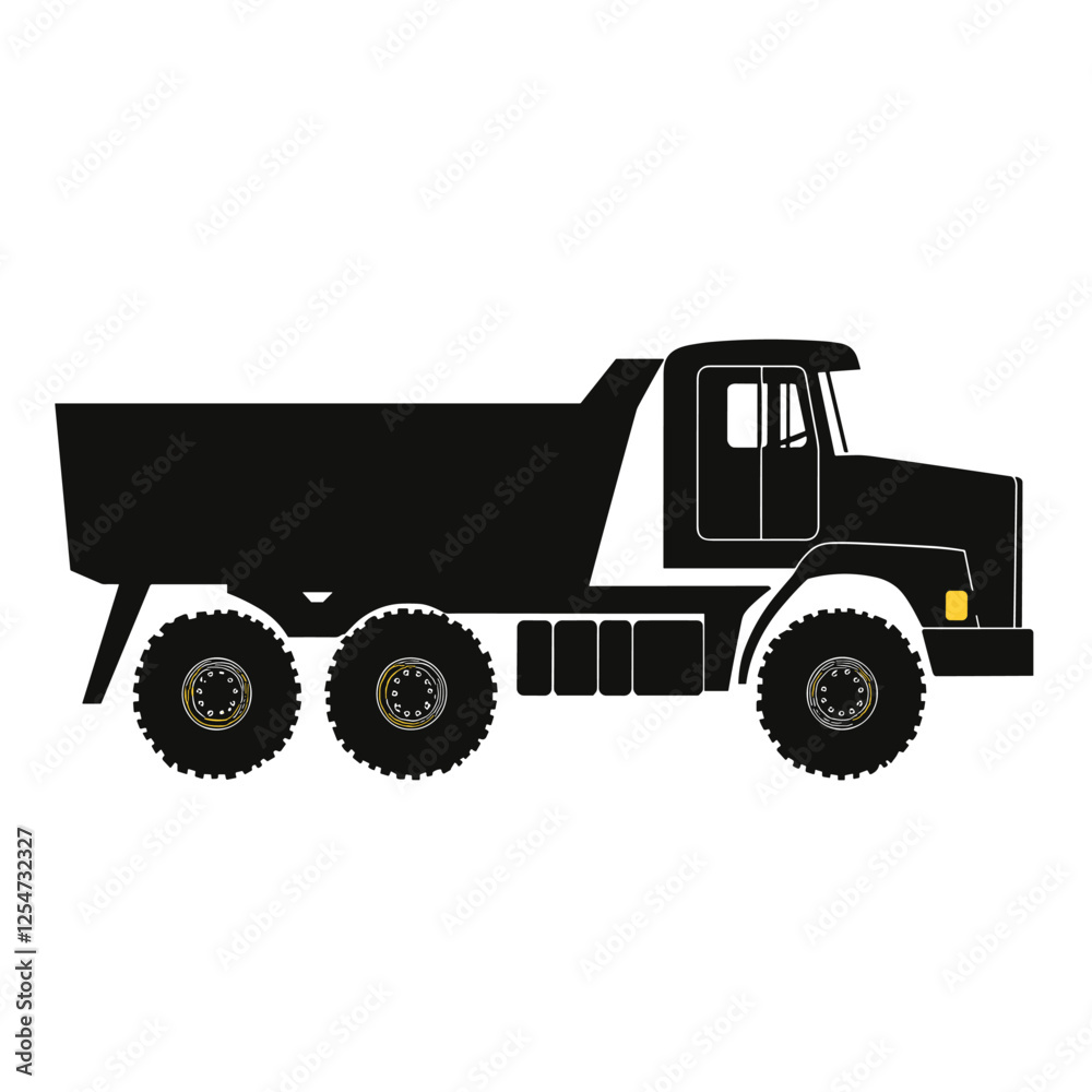 Black Silhouette of a Dump Truck - Heavy Vehicle Vector Illustration Black Silhouette of a Dump Truck - Heavy Vehicle Vector Illustration