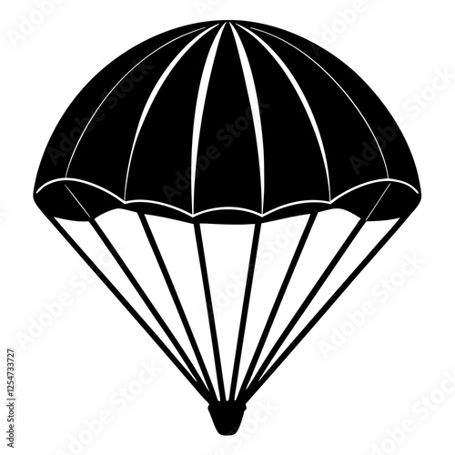 Parachute with a canopy  silhouette vector illustration 