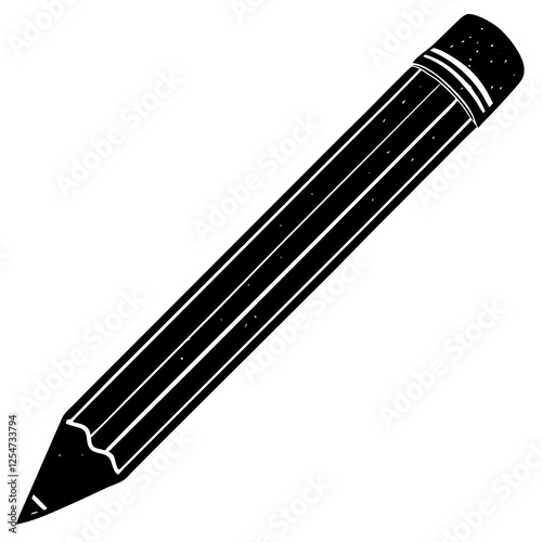 Pencil with a eraser top silhouette vector illustration 