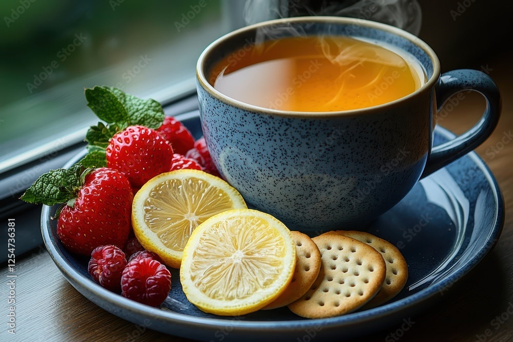 Relaxing herbal tea experience cozy kitchen window food photography warm ambiance close-up comforting beverage Relaxing herbal tea experience cozy kitchen window food photography warm ambiance close-up comforting beverage