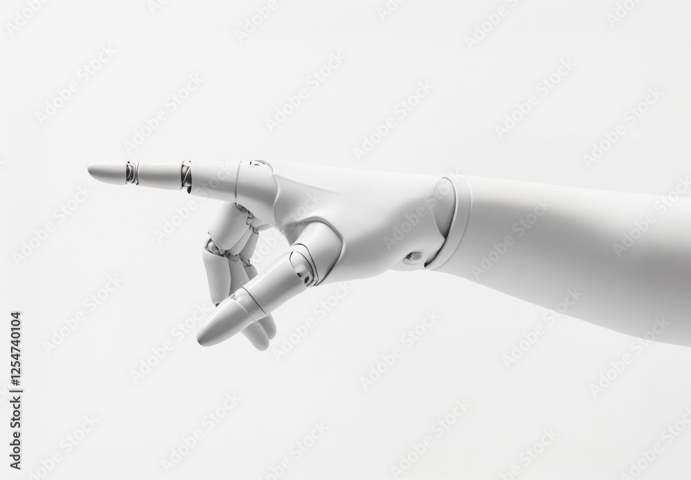 Robot hand pointing white intelligence technology. Robot hand pointing white intelligence technology.