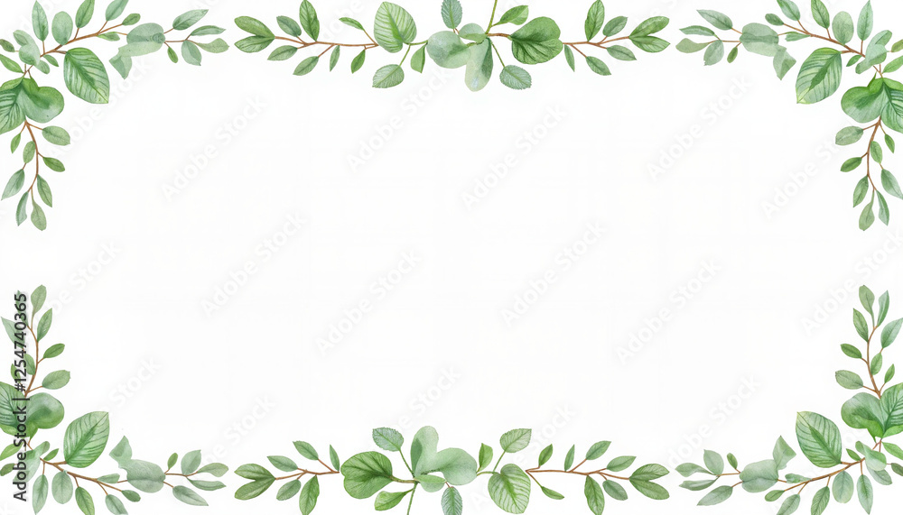 Elegant eucalyptus leaf border design, modern wedding decor Elegant eucalyptus leaf border design, modern wedding decor