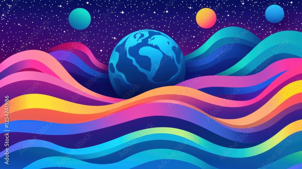 Fototapeta premium A majestic glowing Earth surrounded by light waves, perfect for marketing visuals.