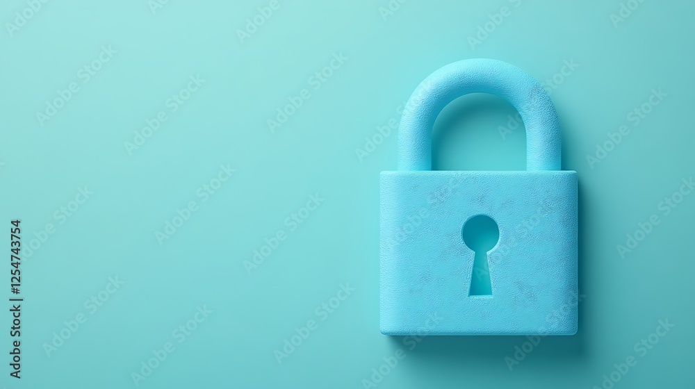 Blue padlock on a solid pastel green background symbolizing security, protection, and confidentiality in digital age Blue padlock on a solid pastel green background symbolizing security, protection, and confidentiality in digital age