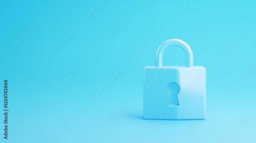 Blue Padlock on Solid Background Representing Security, Protection and Confidentiality in Digital Context Blue Padlock on Solid Background Representing Security, Protection and Confidentiality in Digital Context