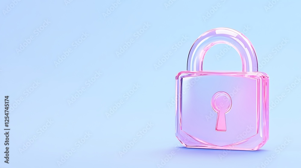 Bright and Modern Transparent Lock Against a Light Blue Background Symbolizing Security and Protection Concepts Bright and Modern Transparent Lock Against a Light Blue Background Symbolizing Security and Protection Concepts