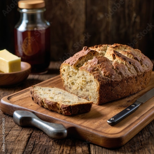 Irish Soda Bread on a Wooden Cutting Board