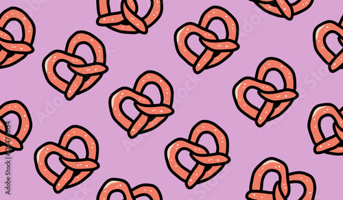 Cute pretzel pattern background vector design