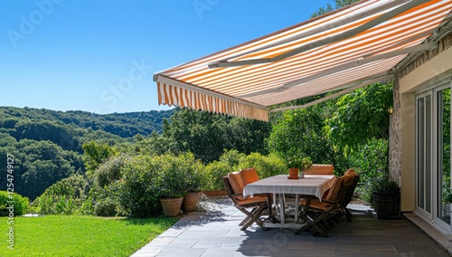 Relaxing Patio with Mountain View and Retractable Awning