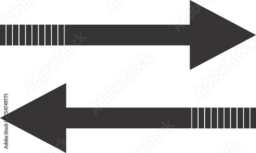 Black and white arrows. Arrows pointing opposite direction graphic elements 