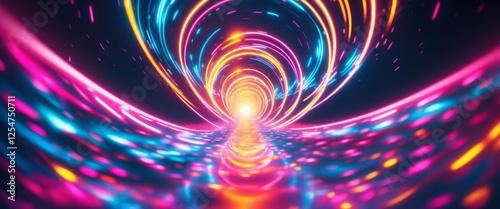 Colorful Spiral Light Display with Bright Neon Swirls and Effects