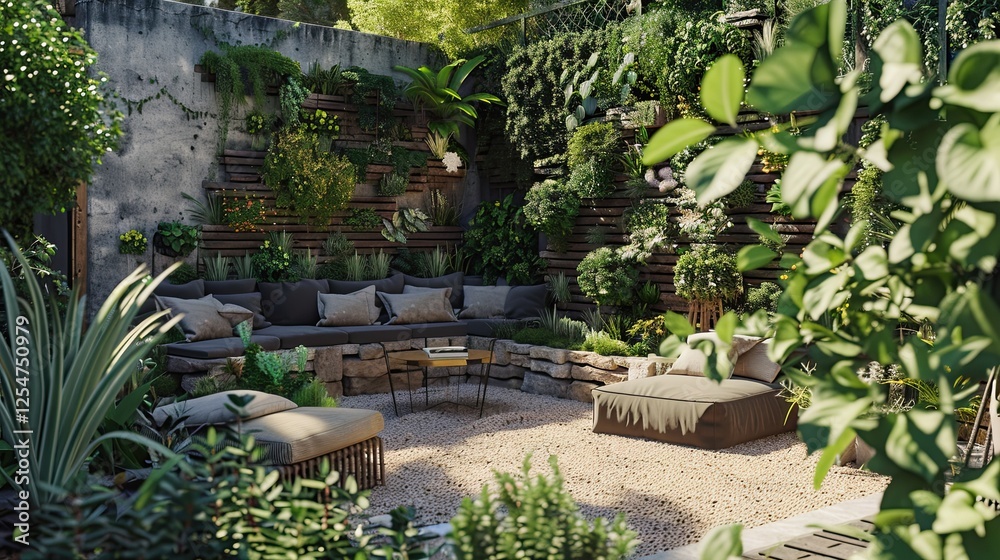 Beautiful backyard garden in home Beautiful backyard garden in home