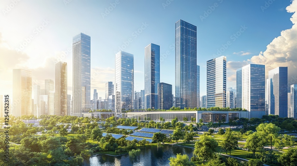 A city with a large park in the middle