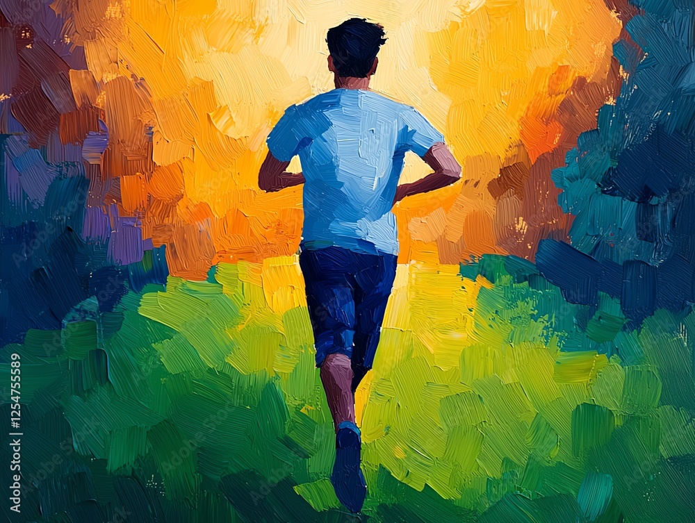 Obraz premium Health Activities Insurance Early A young person joyfully jogging through a vibrant park