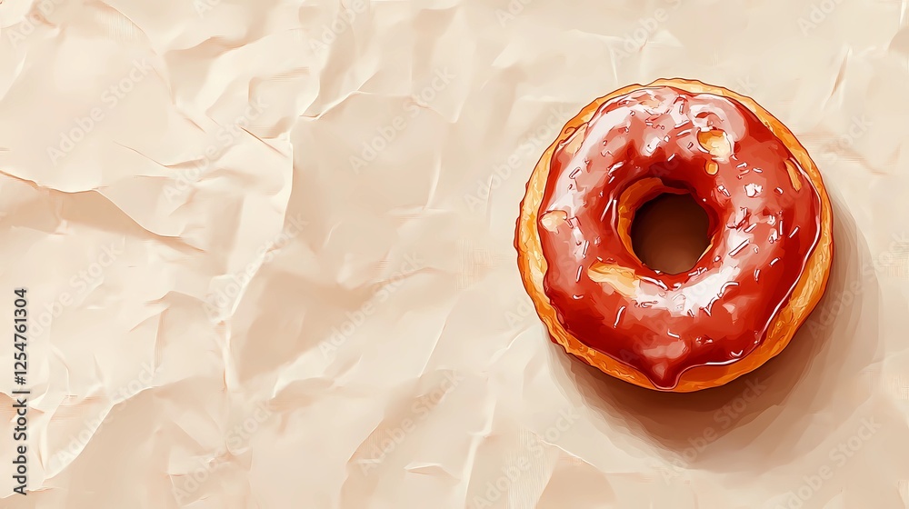 Obraz premium Whimsical donut drawing with glossy glaze and playful sprinkles, great for food branding or culinary projects, in a minimalist style