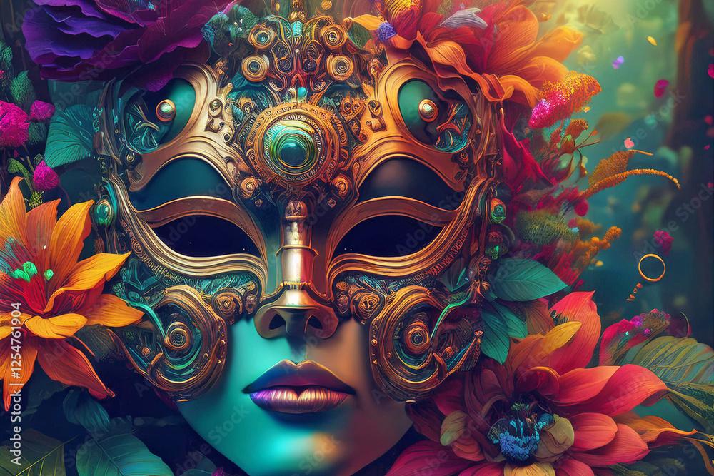 Venetian mask with flowers Venetian mask with flowers