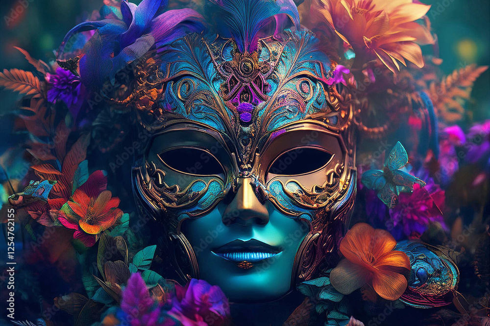 custom made wallpaper toronto digitalVenetian mask with flowers