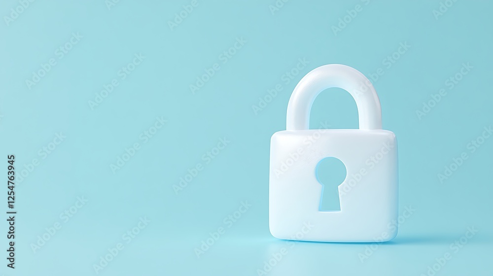 Minimalist White Lock on Soft Blue Background Symbolizing Privacy and Security in Digital and Physical Spaces Minimalist White Lock on Soft Blue Background Symbolizing Privacy and Security in Digital and Physical Spaces