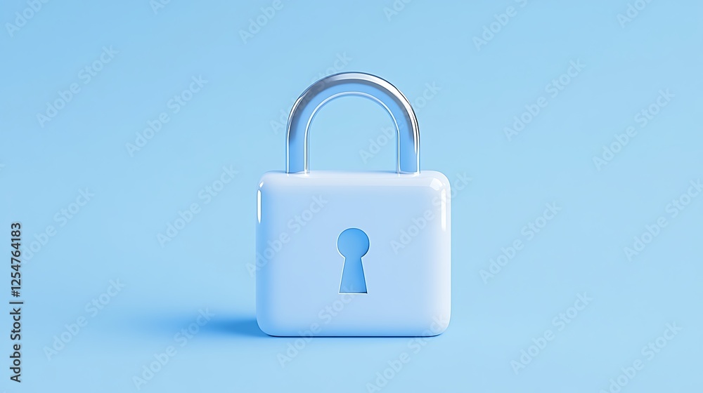 Modern Blue Lock Icon With Keyhole On Soft Blue Background For Security And Privacy Concept Modern Blue Lock Icon With Keyhole On Soft Blue Background For Security And Privacy Concept