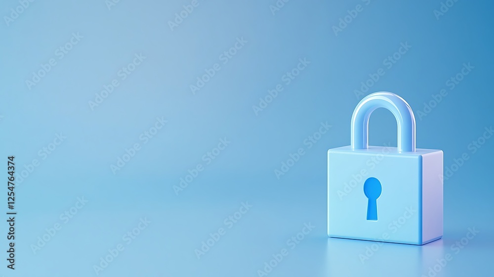 Modern blue padlock with keyhole on soft blue background symbolizing security and protection concepts Modern blue padlock with keyhole on soft blue background symbolizing security and protection concepts