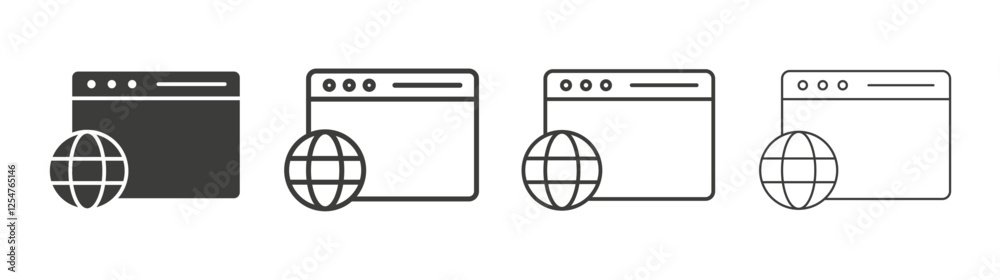 Browser icons set. Liner outlined and flat black color Browser icons set. Liner outlined and flat black color