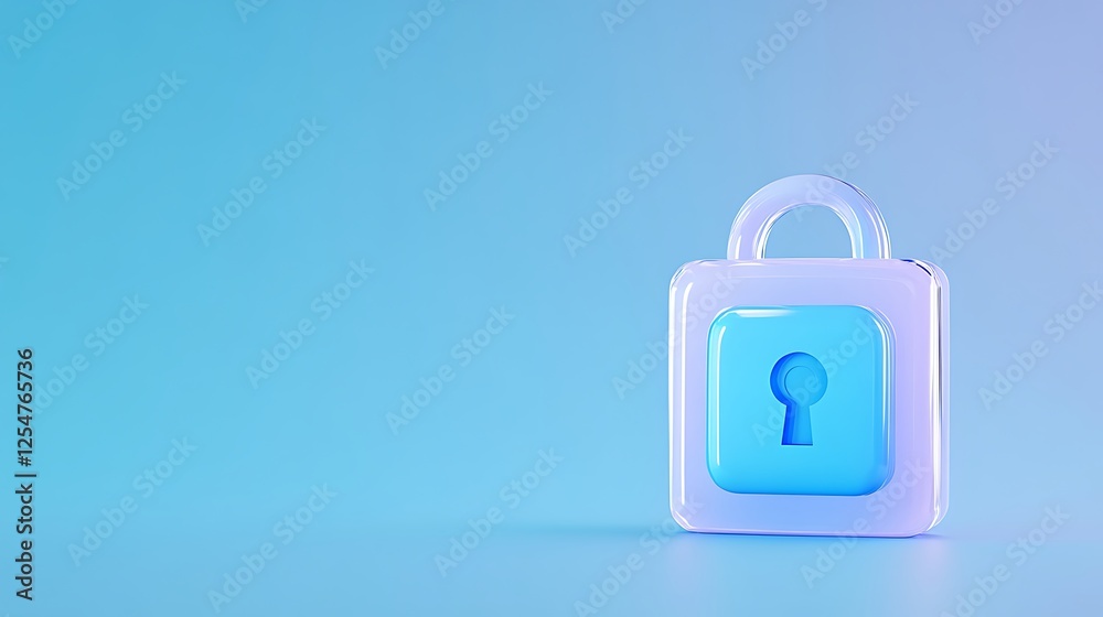 Modern digital lock with a blue and white color scheme against a soft gradient background for security concepts Modern digital lock with a blue and white color scheme against a soft gradient background for security concepts