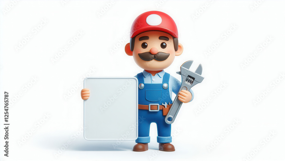 Plumber fixing issue workshop 3d illustration industrial setting front view repair concept Plumber fixing issue workshop 3d illustration industrial setting front view repair concept