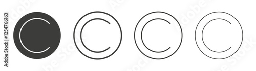 Copyright icons set. Liner outlined and flat black color
