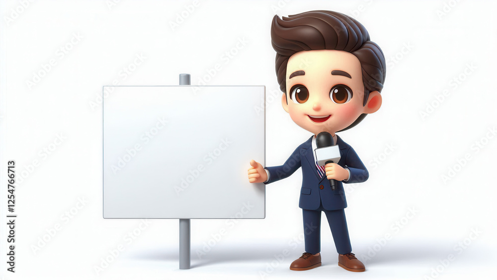 Young reporter in studio engaging character animation from a professional perspective Young reporter in studio engaging character animation from a professional perspective