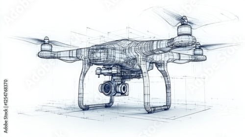 Futuristic drone wireframe sketch for innovative design and development concepts