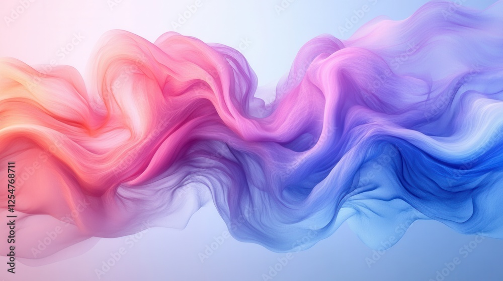 Fototapeta premium Abstract flowing wave shapes in a gradient, showcasing smooth and vibrant fluid-like textures in soft colors, ideal for background design and creative projects.