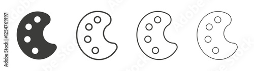 Palette icons set. Liner outlined and flat black color