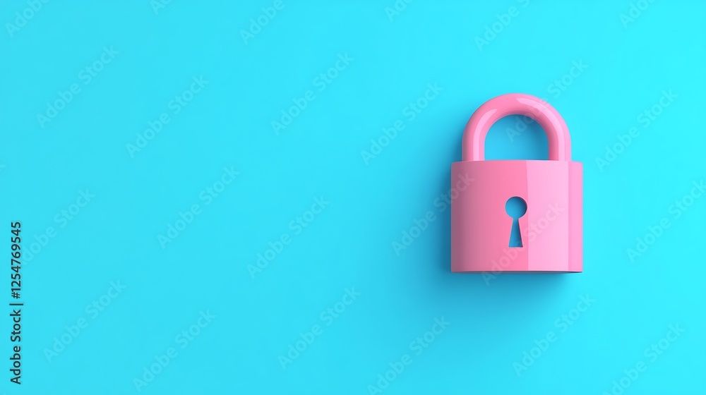 Pink padlock on a vibrant blue background symbolizing security and protection of personal information Pink padlock on a vibrant blue background symbolizing security and protection of personal information