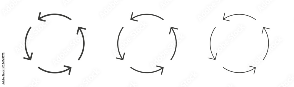 Recycle icons set. Liner outlined and flat black color Recycle icons set. Liner outlined and flat black color