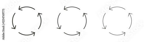 Recycle icons set. Liner outlined and flat black color