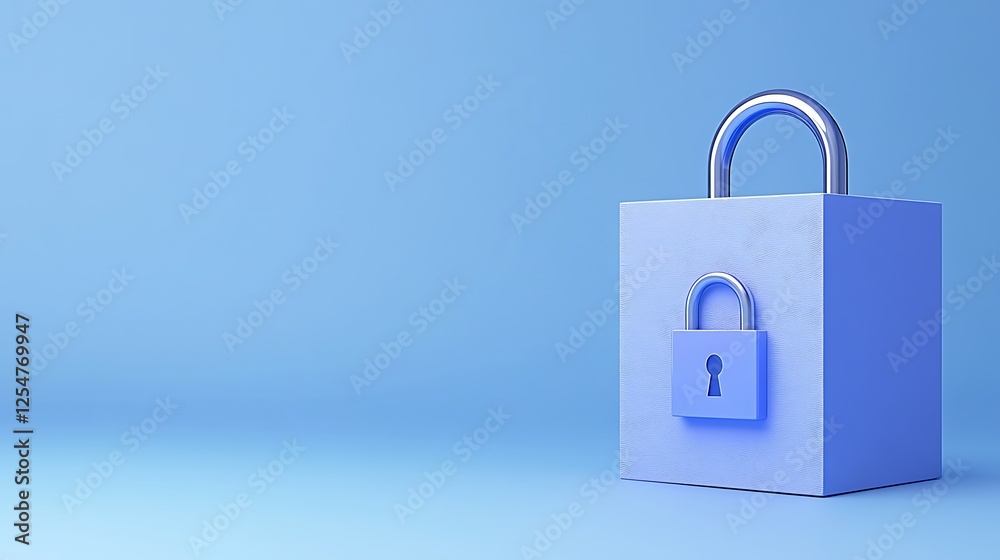 Secure Blue Lock on Minimalistic Background Representing Safety and Security Concepts in Modern Design Secure Blue Lock on Minimalistic Background Representing Safety and Security Concepts in Modern Design