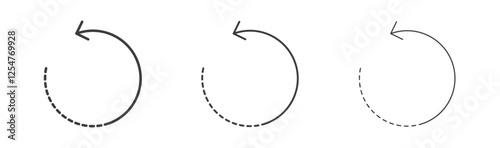 Rotate right icons set. Liner outlined and flat black color