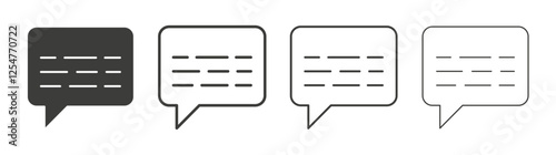 Subtitles icons set. Liner outlined and flat black color
