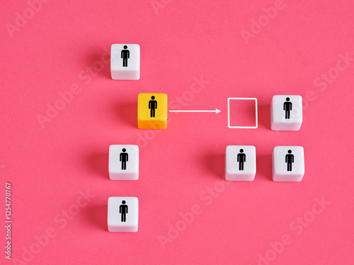Candidate changing team, new job, headhunting and human resources concept