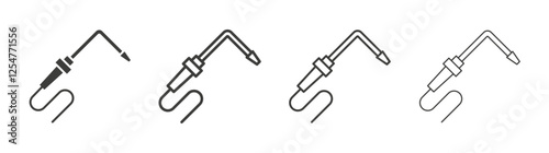 Welding icons set. Liner outlined and flat black color