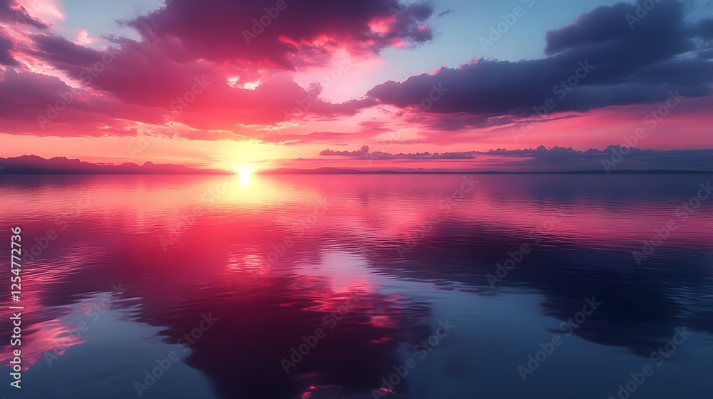 Naklejka premium A glowing sunset reflection blending seamlessly with a smooth gradient.