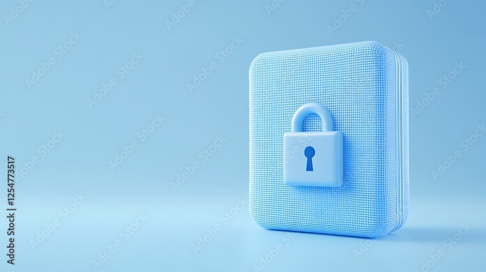 Secure Lock Icon in Soft Blue Background Representing Safety and Protection Concept for Digital Security Designs