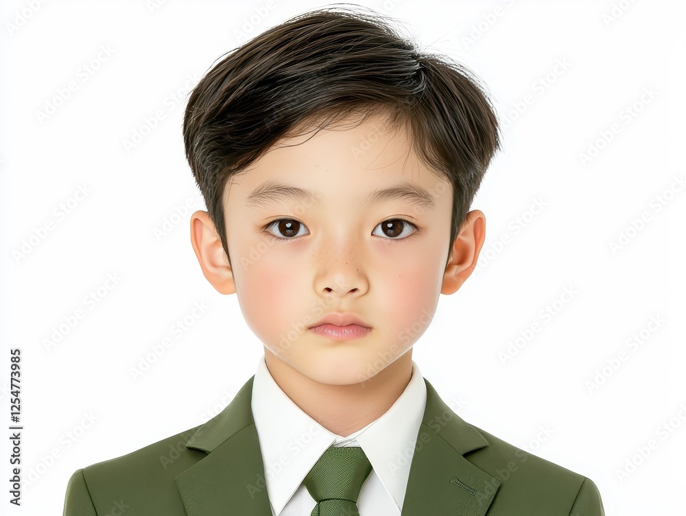 Portrait of a young boy dressed in formal suit and tie, exuding elegance style Portrait of a young boy dressed in formal suit and tie, exuding elegance style