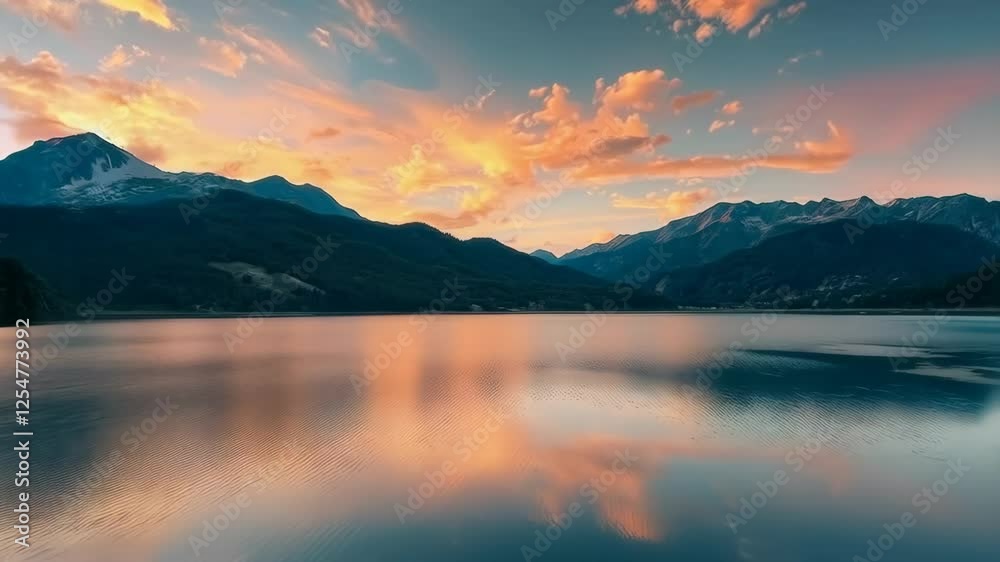 A lake with mountains in the background A lake with mountains in the background