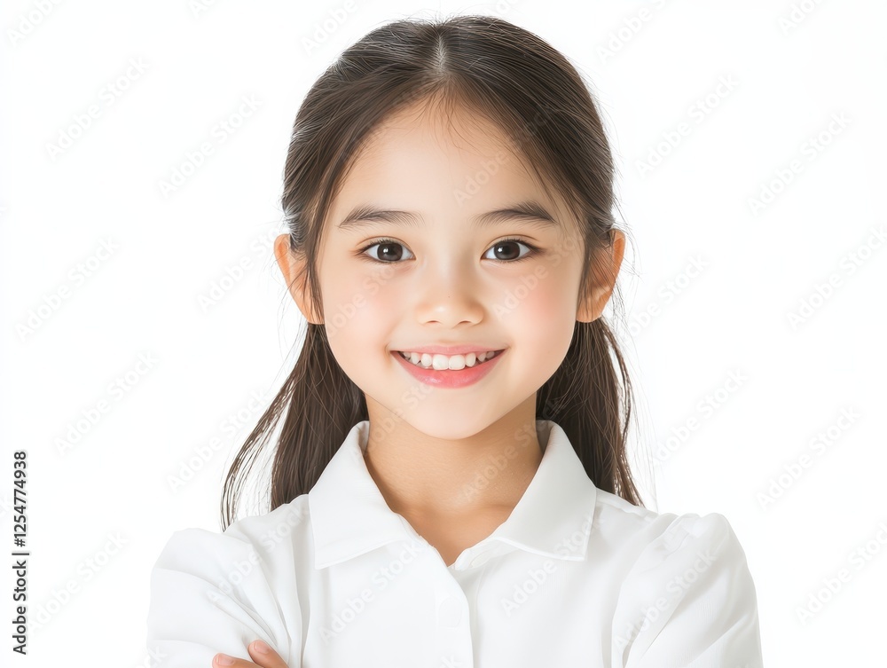 Confident little girl with crossed arms, a portrait of childhood independence and expression Confident little girl with crossed arms, a portrait of childhood independence and expression