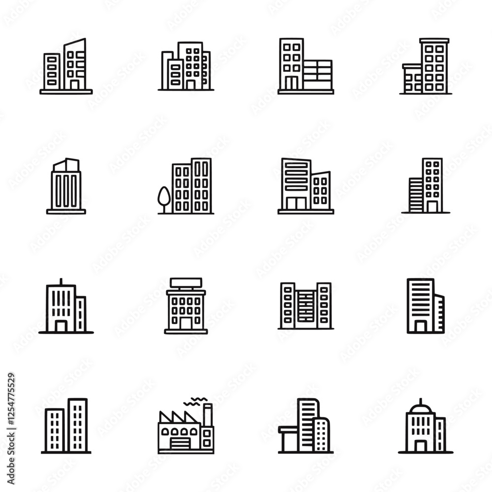 Building icons set Building icons set