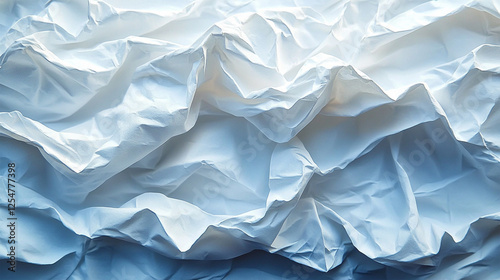 Abstract blue white paper background. A white sheet of paper with a blue background, Background of white textured paper.