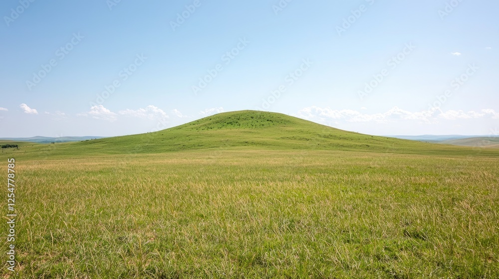 Vast grassy hill under a clear sky Vast grassy hill under a clear sky